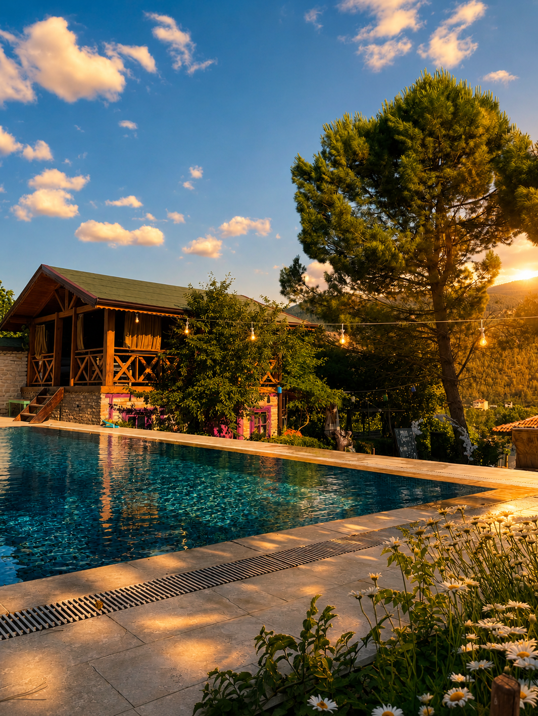 Çiftlik evi, alacakaranlık